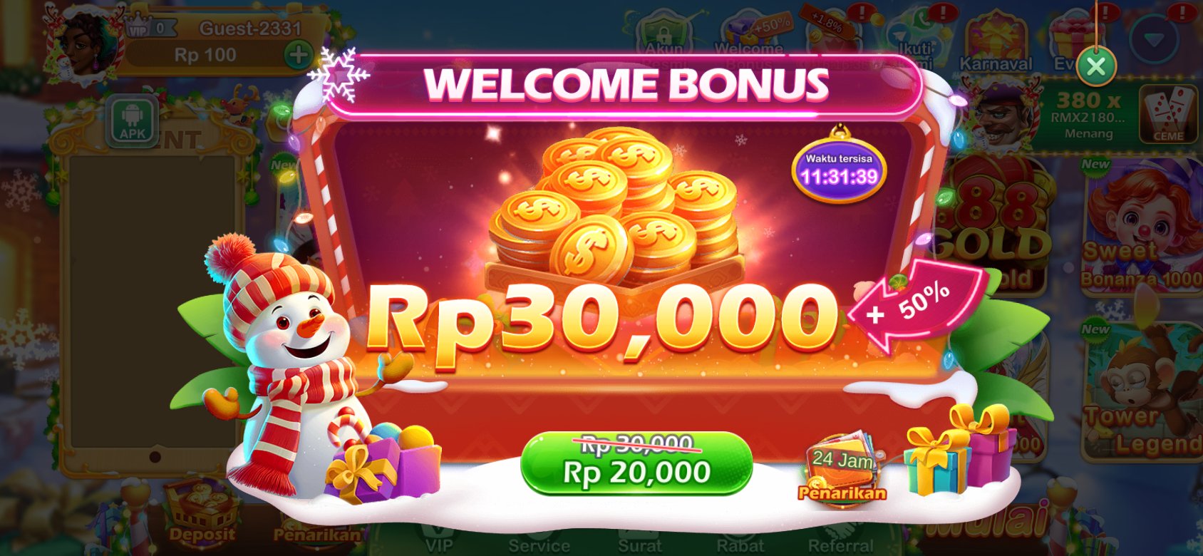 Bonus selamat datang +50% di tt777. Klaim sekarang!